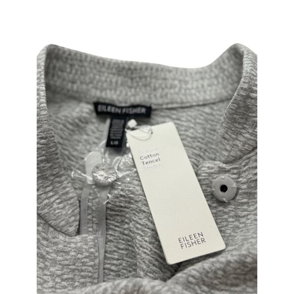 Eileen Fisher System NWT Textural Cotton Tencel Stretch Jacket Gray White Size L - Picture 9 of 12